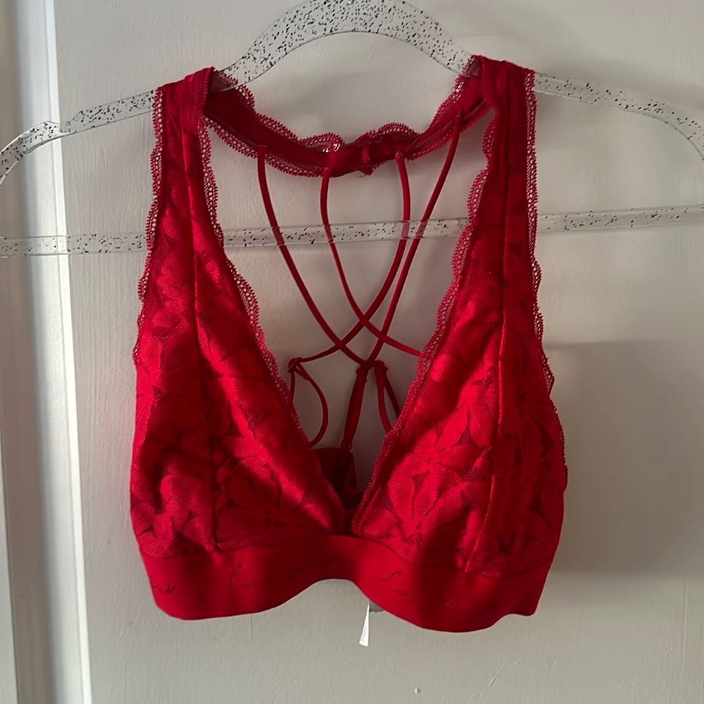 PINK Red Lace Bralette